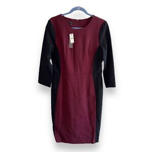 NWT Talbots Black & Red L/S V-Neck Knit Dress Sz 10
